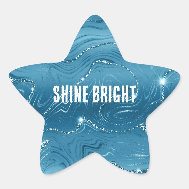 Sticker Étoile Bijoux Aqua Blue Glittery Glitz (Devant)