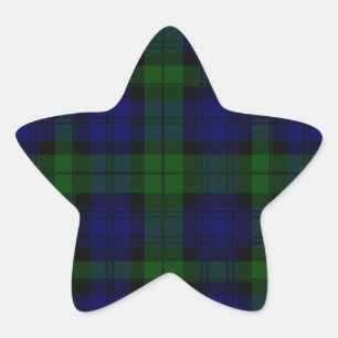 Sticker Étoile Black Watch Tartan bleu vert Plaid