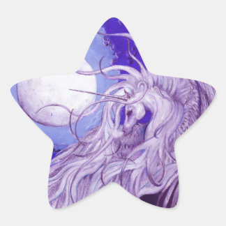 Sticker Étoile Bleu pourpre licorne Pegasus Pegacorn Lune lunaire