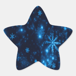 Sticker Étoile Bleu profond et des flocons de neige brillants Sti