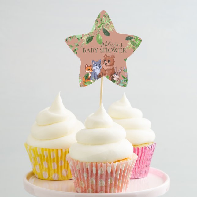 Sticker Étoile Bois forêt bébé animaux cupcake toppers (Créateur téléchargé)
