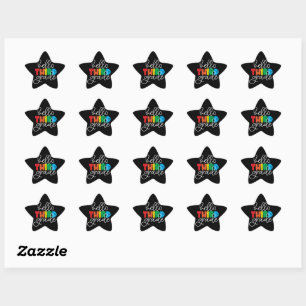 Sticker Étoile Bonjour 3e année - Jolie couleur de retour à l'éco