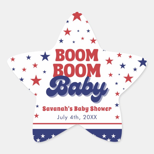 Sticker Étoile Boom Boom Baby 4 juillet Baby shower patriotique (Devant)