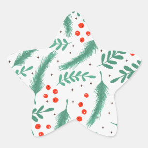 Sticker Étoile Boughs À feuillage persistant de Noël et baies Hol