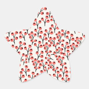 Sticker Étoile Branches de Noël peintes à la main Berries Rouge B