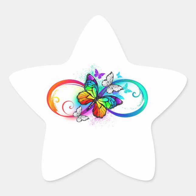 Sticker Étoile Bright infinity with rainbow butterfly (Devant)