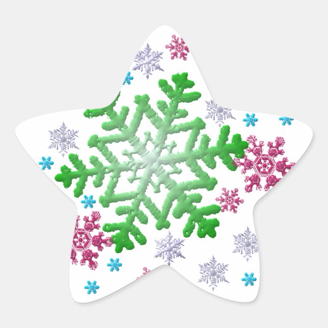 Sticker Étoile Burgundy Blue Green & Silver Snowflakes (Devant)