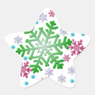 Sticker Étoile Burgundy Blue Green & Silver Snowflakes