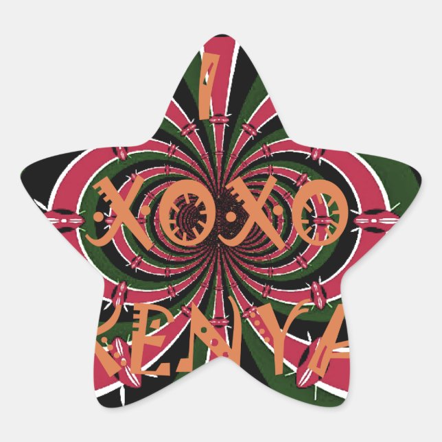 Sticker Étoile Cadeau de voyage kenyan - Conception de câblage et (Devant)