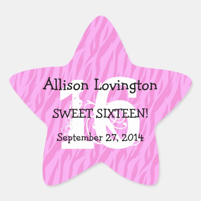 Sticker Étoile Cadeau S01 de célébration d'anniversaire de zèbre (Devant)