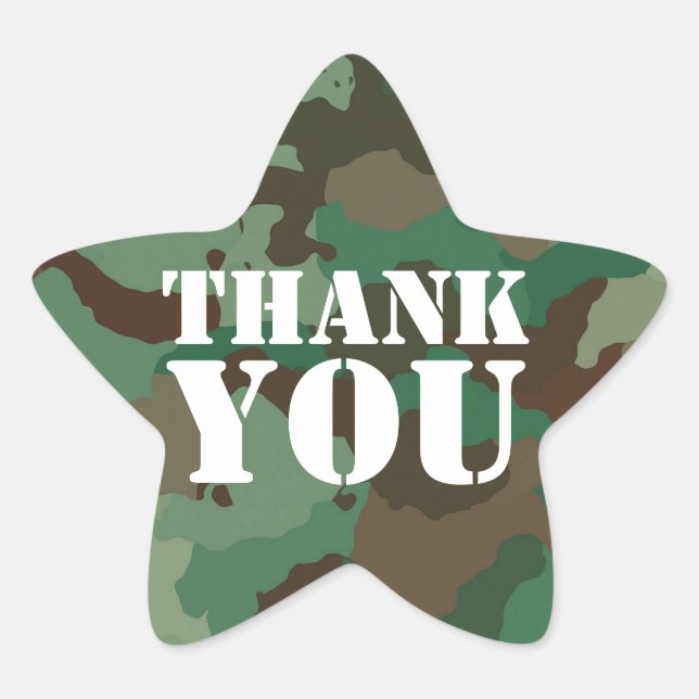 Sticker Étoile Camouflage militaire vert Merci Étoile Enveloppe S (Devant)