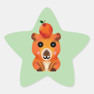 Sticker Étoile Capybara Mignon et Flou avec Orange   Ar Kawaii An
