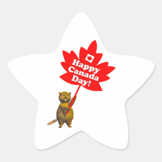 Sticker Étoile Castor et feuille d'érable de la fête du Canada