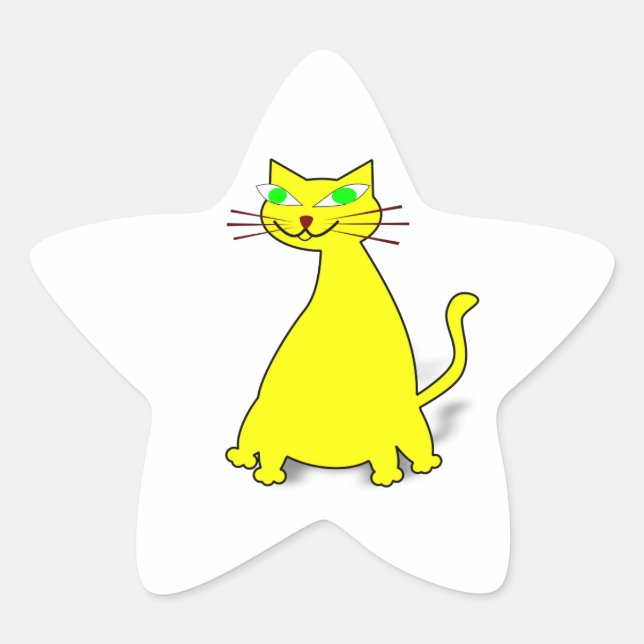 Sticker Étoile Chat gras jaune (Devant)