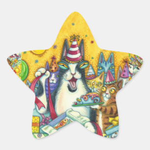 STICKER ÉTOILE CHATS N'FITZ, CUISINES, MICE, ANNIVERSAIRE AMUSANT
