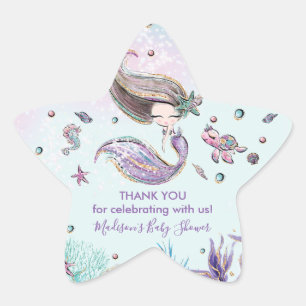 Sticker Étoile Chic Mermaid Anniversaire du Baby shower Merci pr