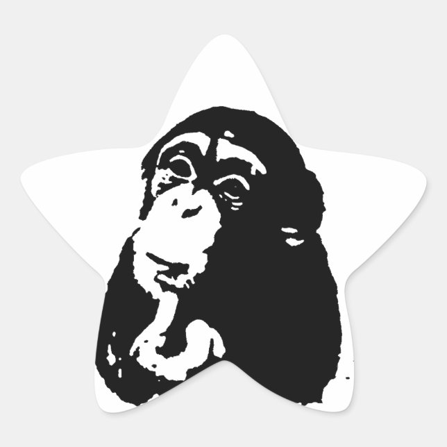 Sticker Étoile Chimpanzé Pop Art Thinking (Devant)