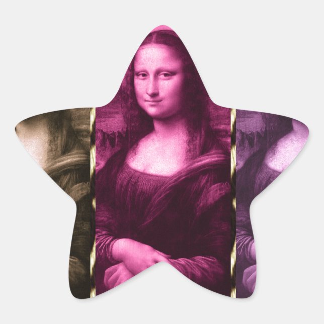 Sticker Étoile Chocolat rose violet Poster de animal Mona Lisa (Devant)