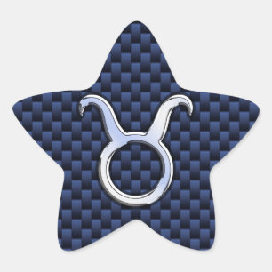 Sticker Étoile Chrome Comme Taurus Zodiac Signe Bleu Carbone Impr