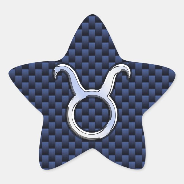 Sticker Étoile Chrome Comme Taurus Zodiac Signe Bleu Carbone Impr (Devant)