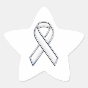 Sticker Étoile Chrome Style White Ribbon Awareness