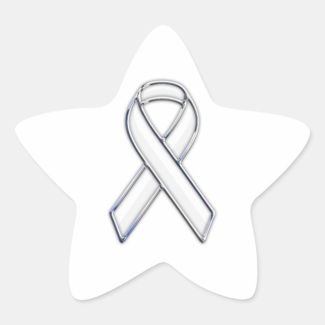 Sticker Étoile Chrome Style White Ribbon Awareness (Devant)