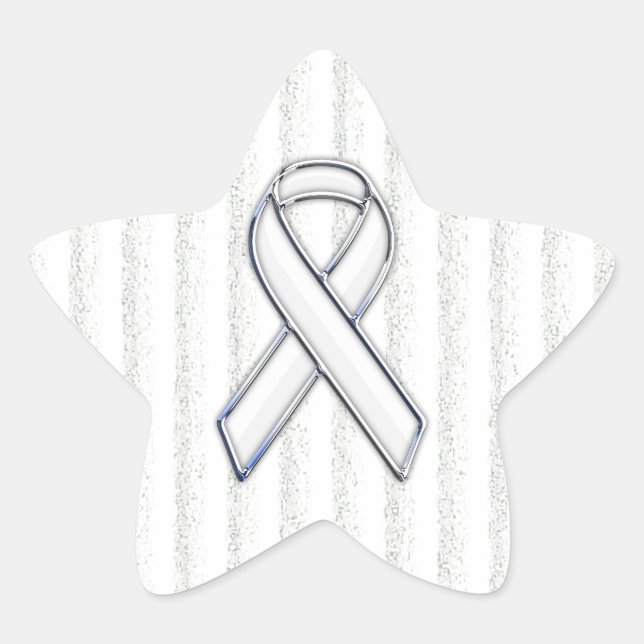 Sticker Étoile Chrome White Ribbon Sensibilisation sur les bandes (Devant)
