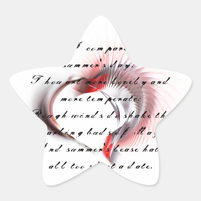 Sticker Étoile Coeur métallique avec sonnet de Shakespeare 18 (Devant)