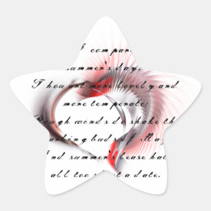 Sticker Étoile Coeur métallique avec sonnet de Shakespeare 18