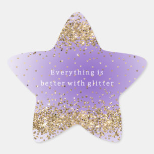 Sticker Étoile Coeurs d'or Sparkle Purple Parties scintillant cit