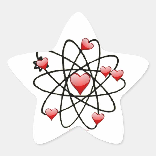 Sticker Étoile Coeurs rouges de Saint Valentin atomique (Devant)