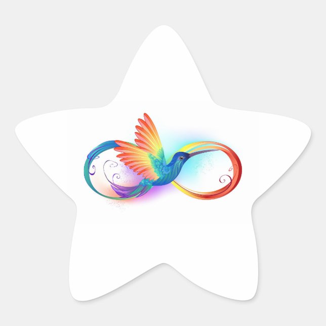 Sticker Étoile Colibri arc-en-ciel avec symbole Infinity (Devant)