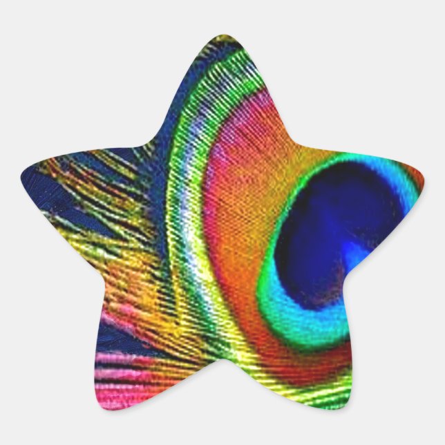 Sticker Étoile Colorful Peacock Feather (Devant)