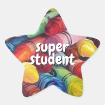Colorful Star Crayon Super Student Any Text