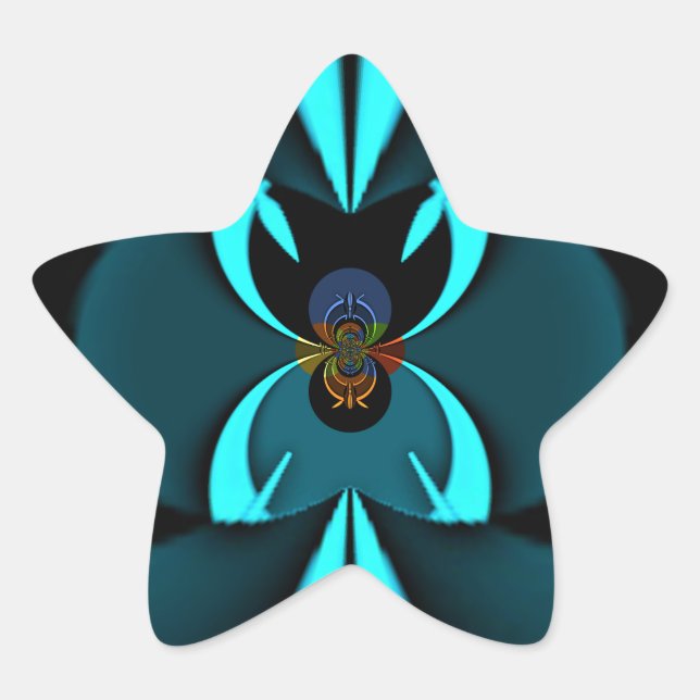 Sticker Étoile Conception de voyants cyan et noir de bord coupant (Devant)