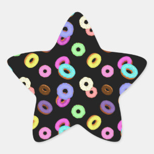 Sticker Étoile Cool amusant beignets colorés motif noir