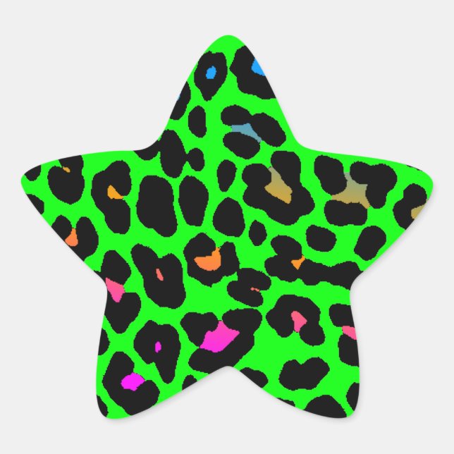 Sticker Étoile Corey Tiger 80s Leopard Spots (Vert) (Devant)