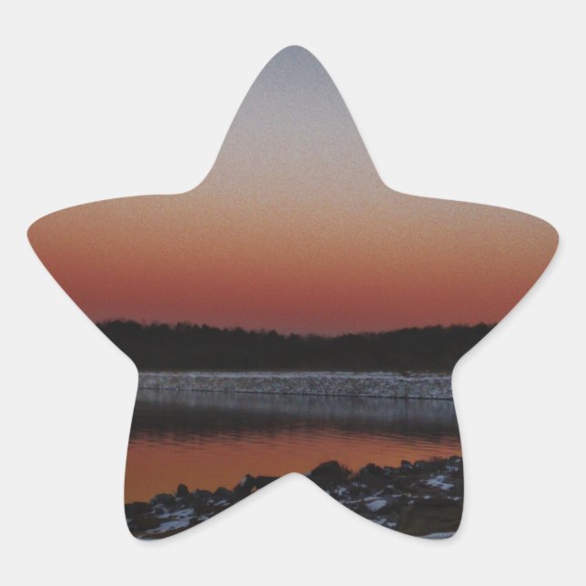 Sticker Étoile Coucher de soleil sur le lac Arrowhead (Devant)
