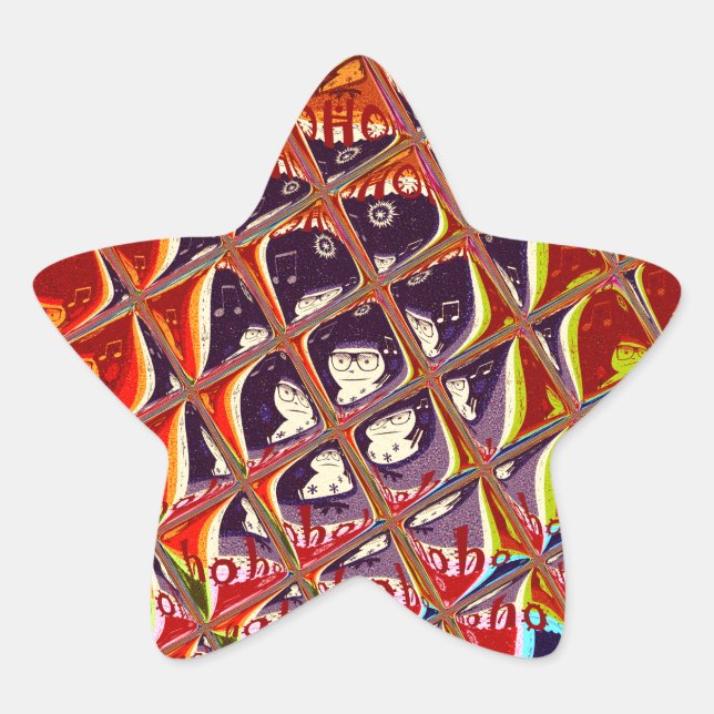 Sticker Étoile Couleurs spéciales Noël Père Noël neige HoHoho Pop (Devant)