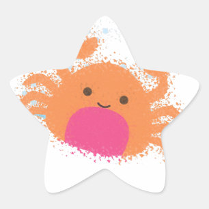 Sticker Étoile Crabe caricaturale orange