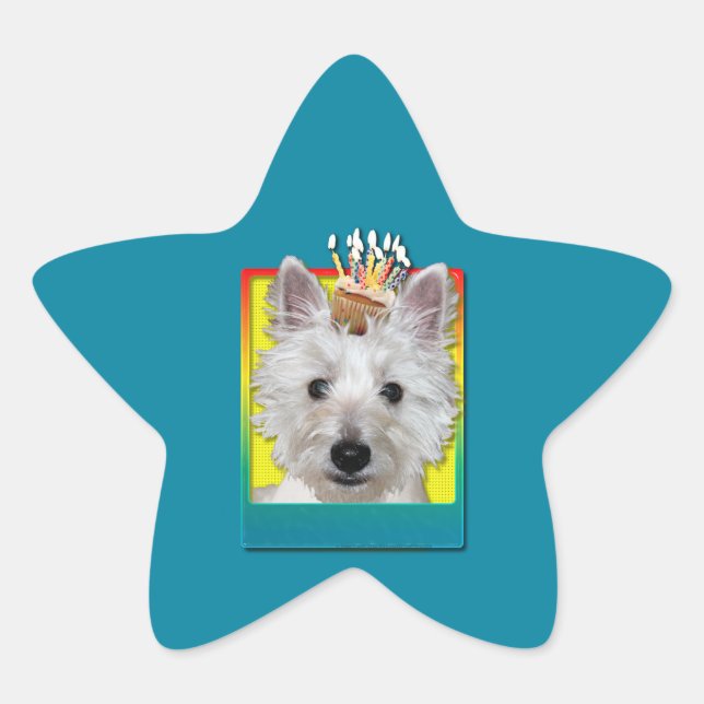 Sticker Étoile Cupcake d'anniversaire - Westie - Tank (Devant)