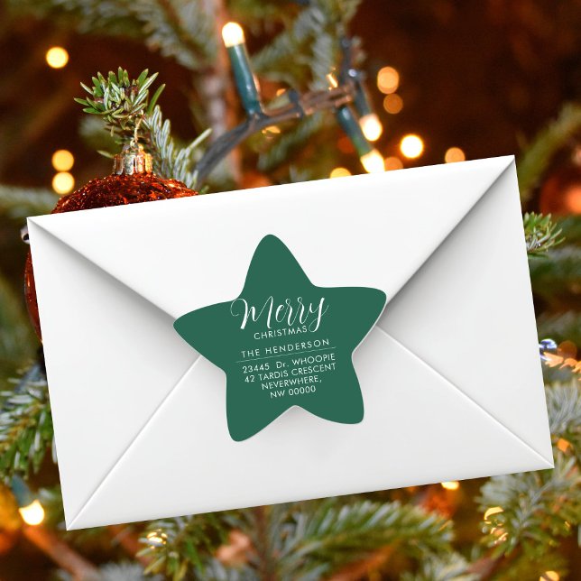 Sticker Étoile Custom Holiday Return Address Label  (Créateur téléchargé)