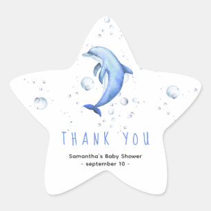 Sticker Étoile Dauphin d'aquarelle - merci baby shower