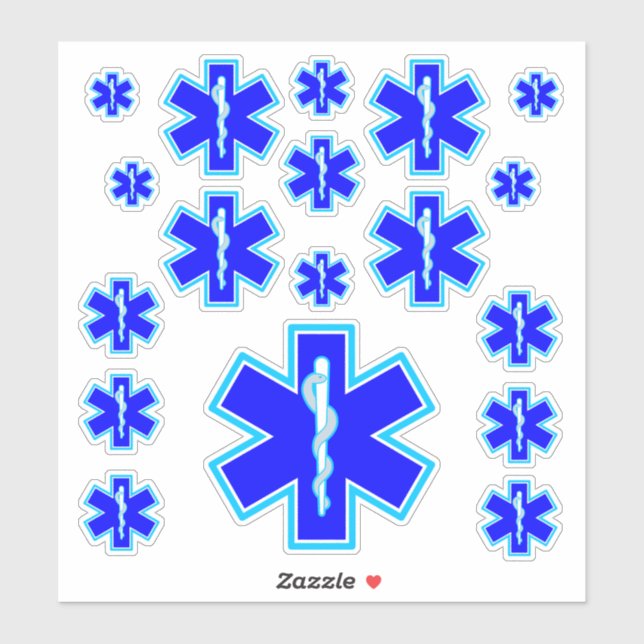 Sticker Étoile de vie Services Médicales d'urgence paraméd (Feuille)