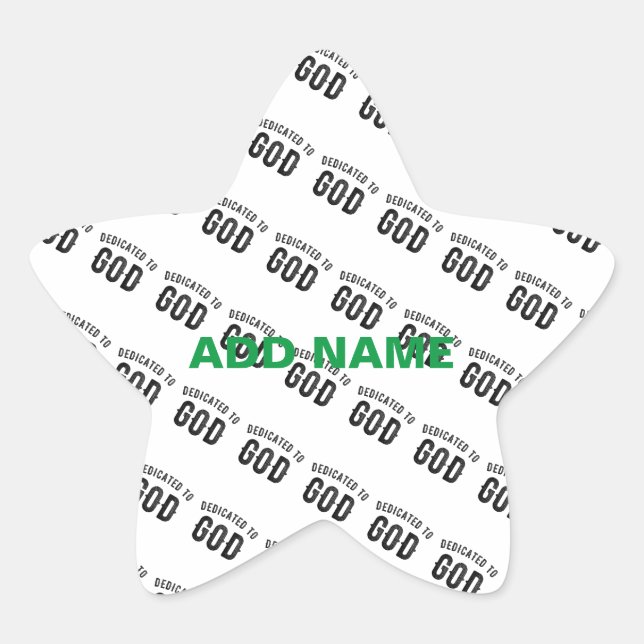STICKER ÉTOILE DÉDIÉ À DIEU COOL PERSONNALISABLE NOIR TEXTE (Devant)