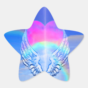 Sticker Étoile Des ailes d'ange enveloppées autour d'un coeur