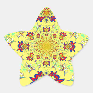 Sticker Étoile Design en damas floral brillant et coloré