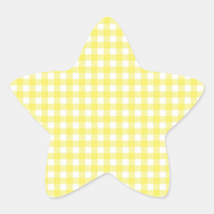 Sticker Étoile Design En vichy jaune et blanc