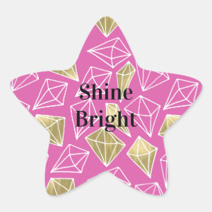 Sticker Étoile Diamants d'or rose chic
