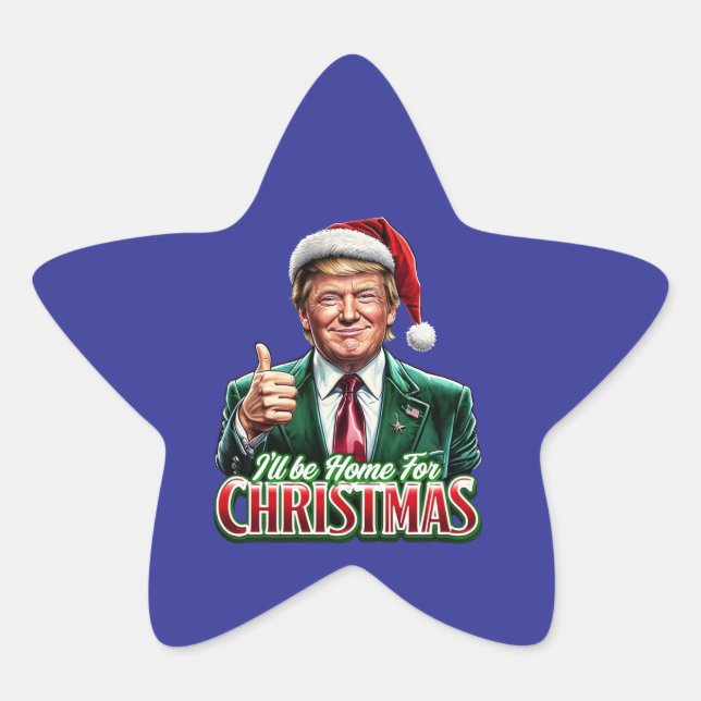Sticker Étoile Donald Trump Noël Le chapeau du Père Noël monte (Devant)